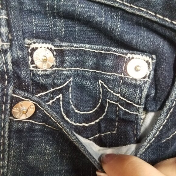 True Religion Johnny Jeans Womens Size 28 Low Rise Straight Leg Blue 10-502TS - Picture 4 of 10